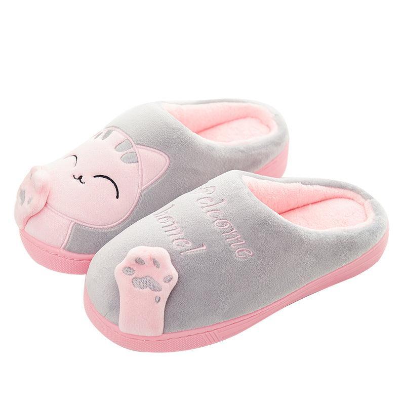 Cute Cat Winter Plush Home Slippers - ForVanity house slippers, men's shoes, women's shoes Slippers