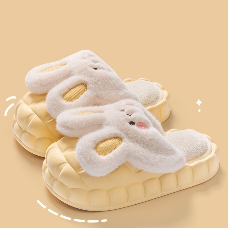 Cute Rabbit Shoes Winter Fuzzy Slippers Women Detachable Washable House Shoes - ForVanity 4