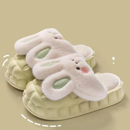 Cute Rabbit Shoes Winter Fuzzy Slippers Women Detachable Washable House Shoes - ForVanity 4