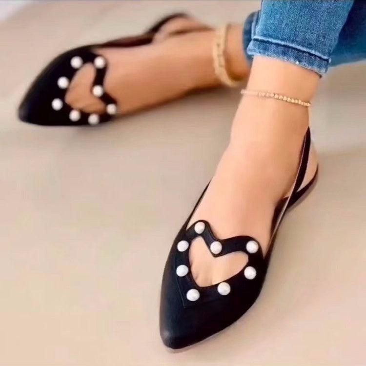 Love Pearls Flats Women Sandals - ForVanity sandals, Valentine’s Day, Valentine’s Day Shoes & Bags, women's shoes Sandals