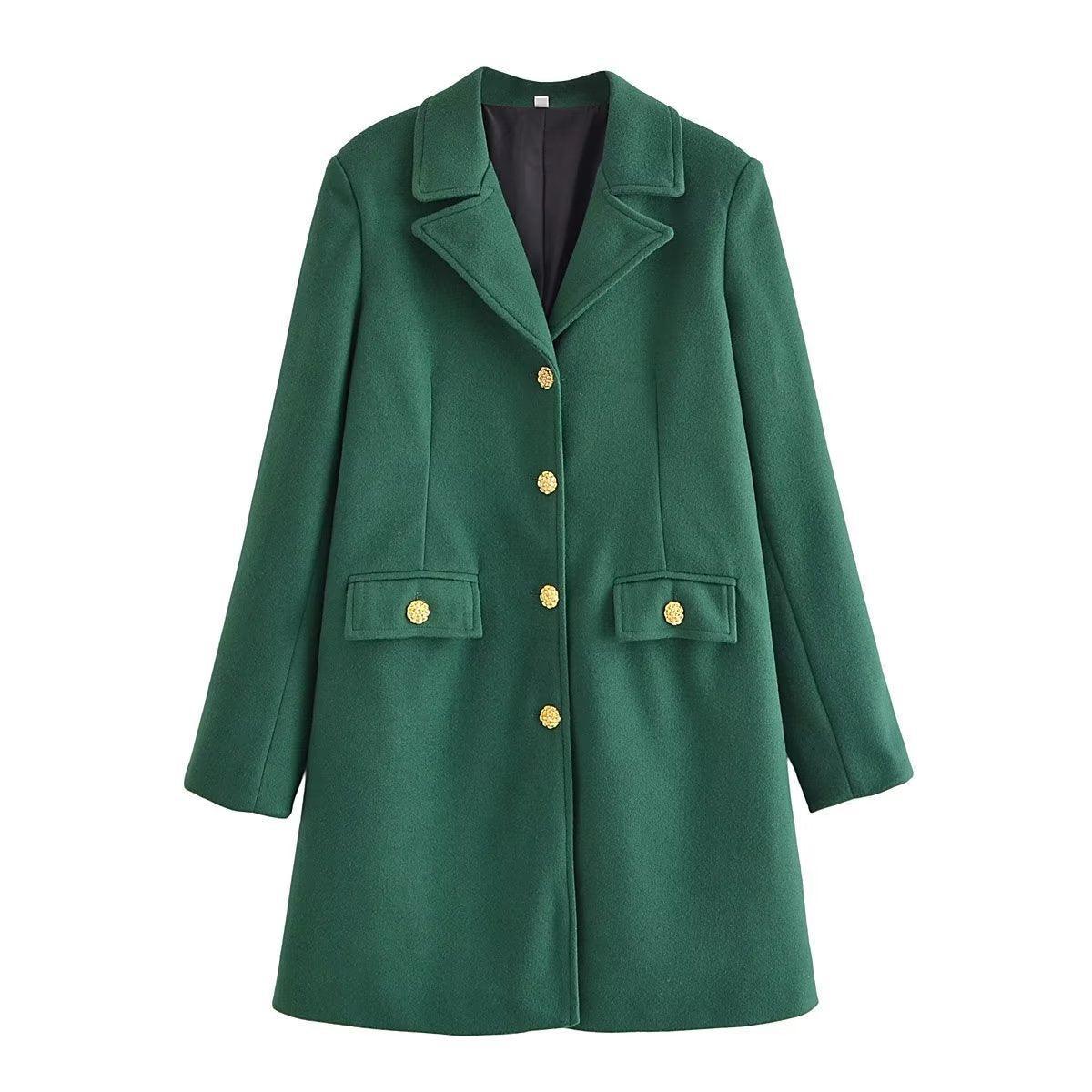 Dark Green Wool Coat - A Must-Have for Fall and Winter - ForVanity coat, jackets & coats, women's clothing, wool Coat