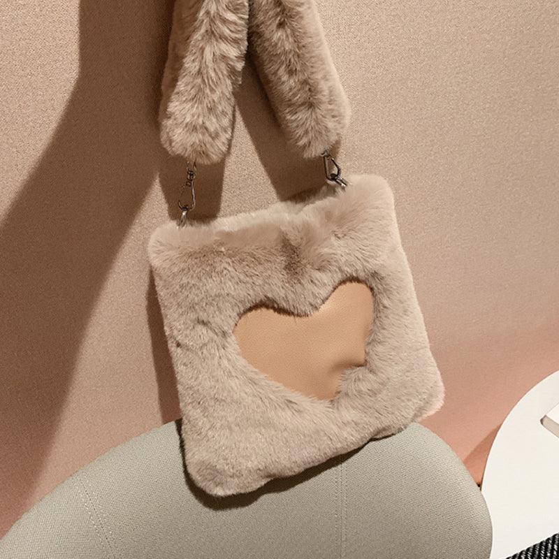 Love Winter Plush Shoulder Bag - ForVanity handbag, shoulder bags, Valentine’s Day, Valentine’s Day Shoes & Bags, women's bags Handbags