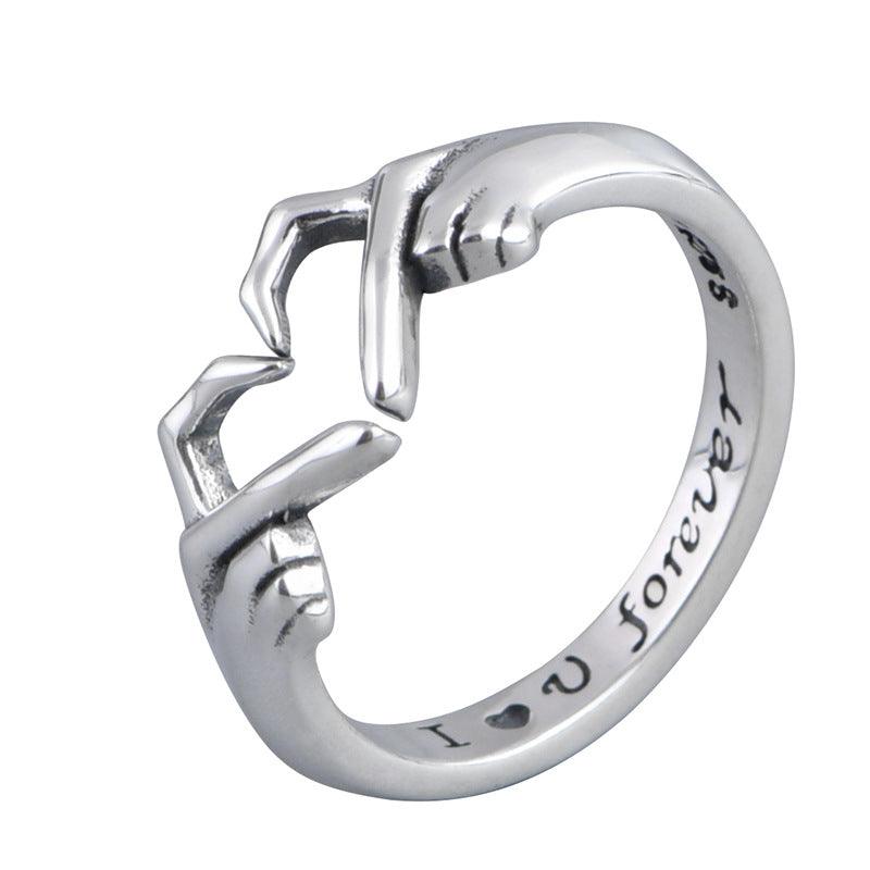 Romantic Heart Hand Hug Couple Ring - ForVanity men's jewellery & watches, Valentine’s Day, Valentine’s Day Love Jewelry, women's jewellery & watches Rings