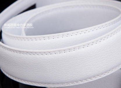 Men's Automatic Buckle White Leather Belt - ForVanity belts, men's accessories belts