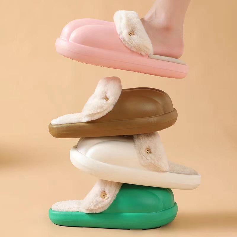 Detachable Winter Wafer-proof Couple Home Fuzzy Slippers - ForVanity house slippers, men's shoes, women's shoes Slippers