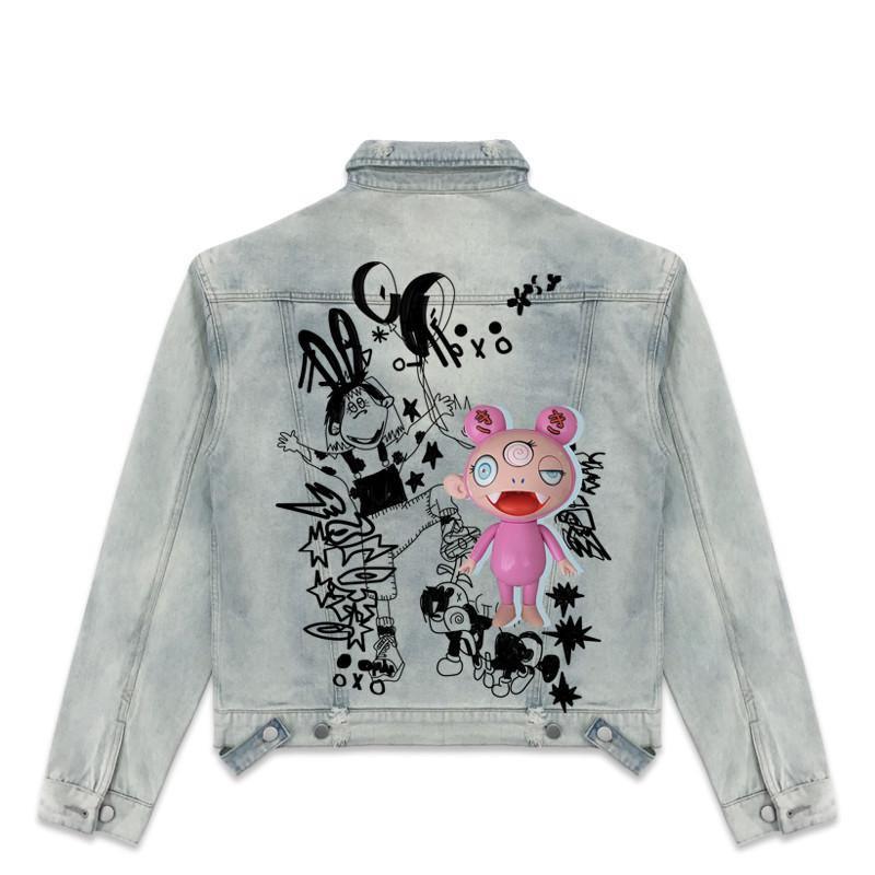 Doll with hand-painted lapel denim jacket - ForVanity Jacket