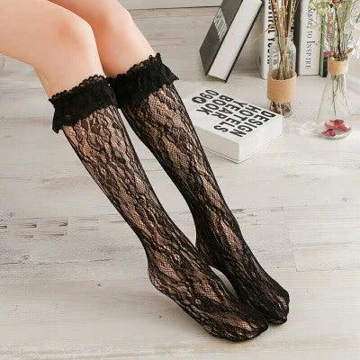 Lace Cutout Thigh-high Stockings - Elegant and Stylish Hosiery - ForVanity women's socks Socks
