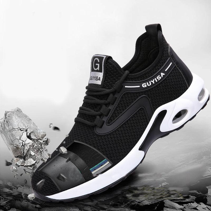 Men's Black Lightweight Breathable Safety Sneakers - Ideal for Work & Casual Activities - ForVanity men's shoes, sneakers Sneakers