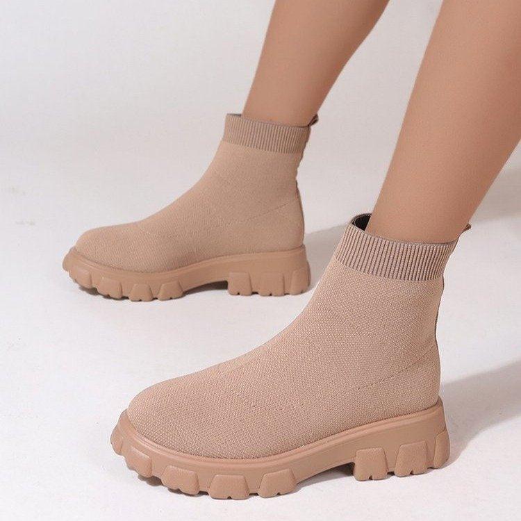 Fashion Ankle Low Heel Sock Boots - ForVanity boots, women's shoes Boots