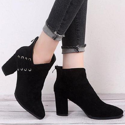 Fashion Ankle Women Pointed-toe Zipper Boots - ForVanity boots, women's shoes Boots