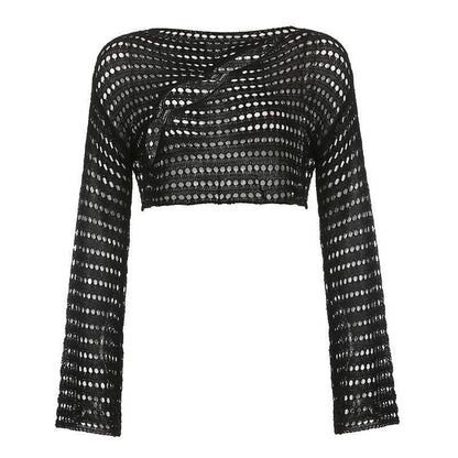Elevate Your Look with Our Irregular Hollow Knitted Blouse - ForVanity blouses & shirts, women's clothing, women's knitwear Knitted