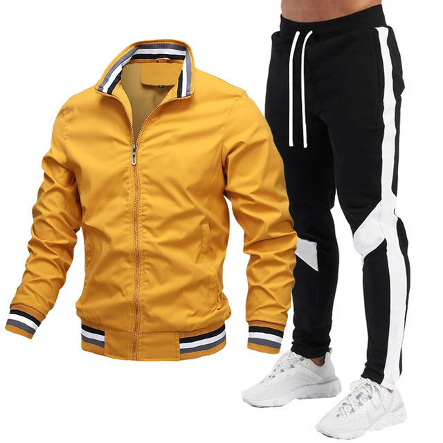 Men's Street Running Sports Jacket and Sweatpants Set - Comfortable and Stylish