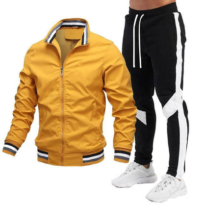 Men's Street Running Sports Jacket and Sweatpants Set - Comfortable and Stylish - ForVanity men's sports & entertainment, sports sets Sports Sets