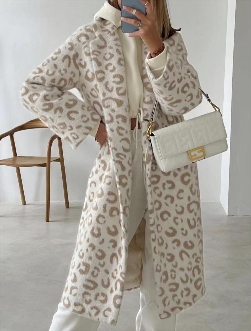 Fluffy Leopard Wool Coat - Perfect for Adding Some Wild to Your Style - ForVanity coat, jackets & coats, women's clothing, wool Coat