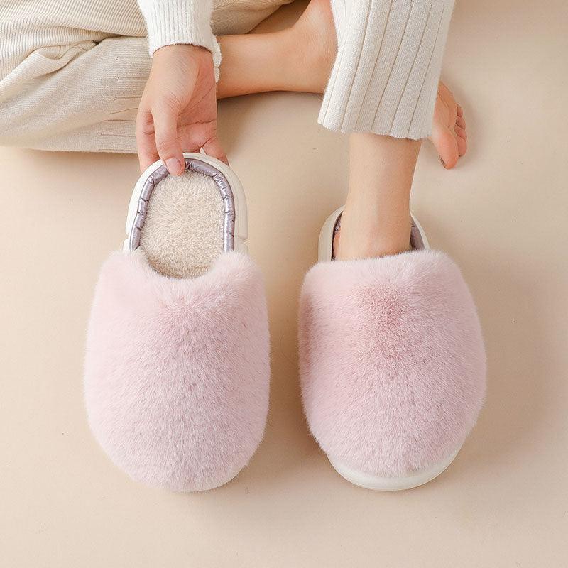 Fuzzy Winter Warm Plush Faux Rabbit Fur House Slippers - ForVanity house slippers, women's shoes Slippers