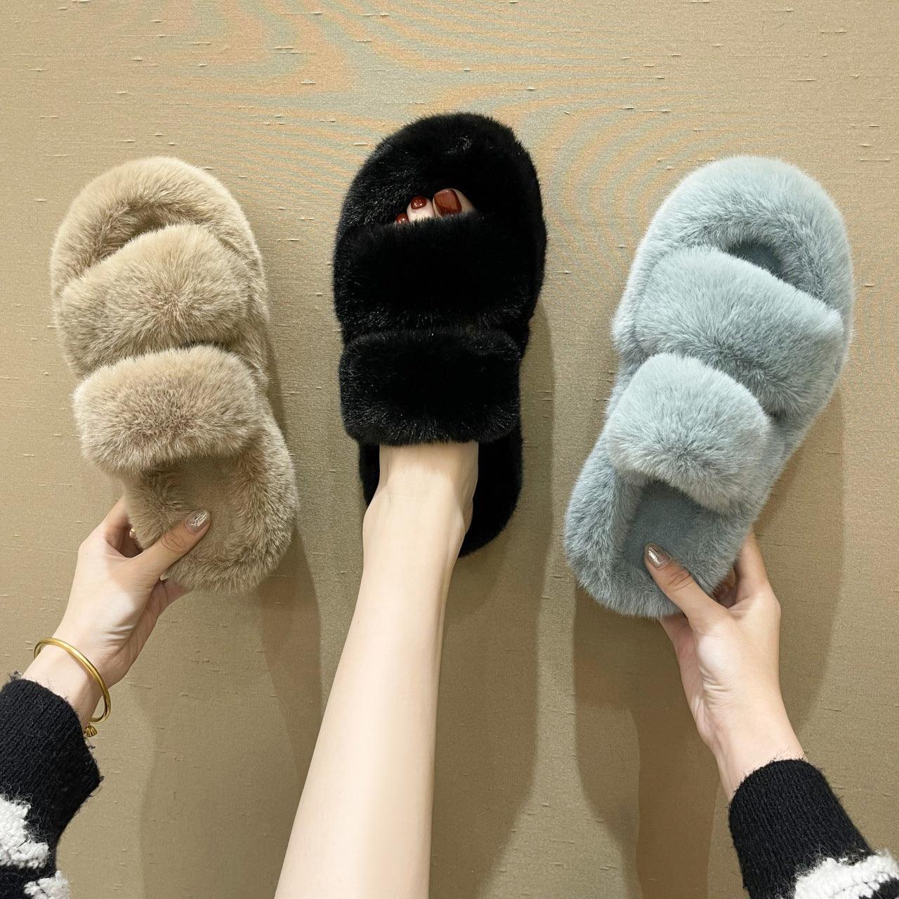 Fuzzy Slippers Women House Shoes Fluffy Bedroom Slippers - ForVanity 4