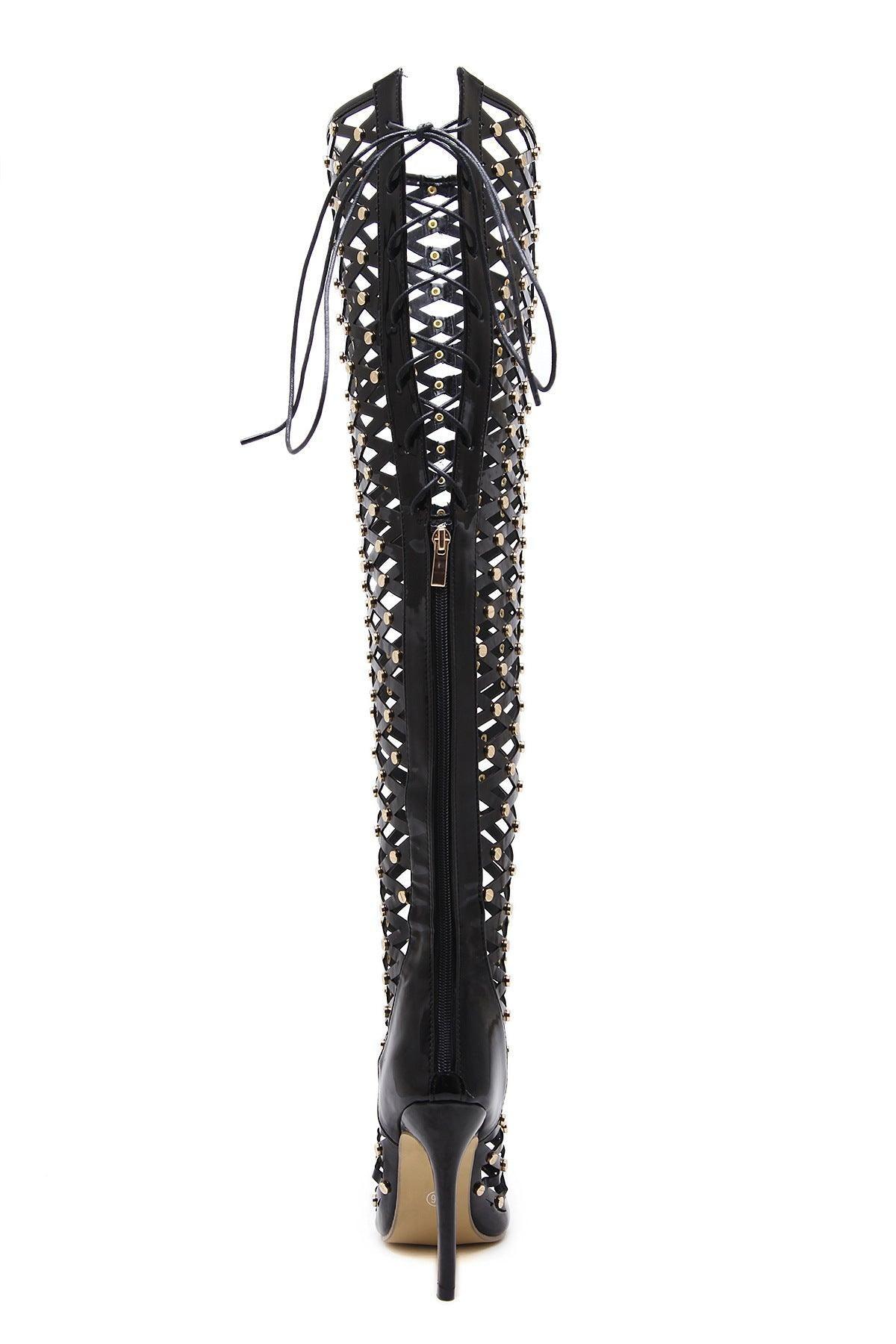 High Heels Stiletto Rivets Over the Knee Boots - ForVanity boots, women's shoes Shoes