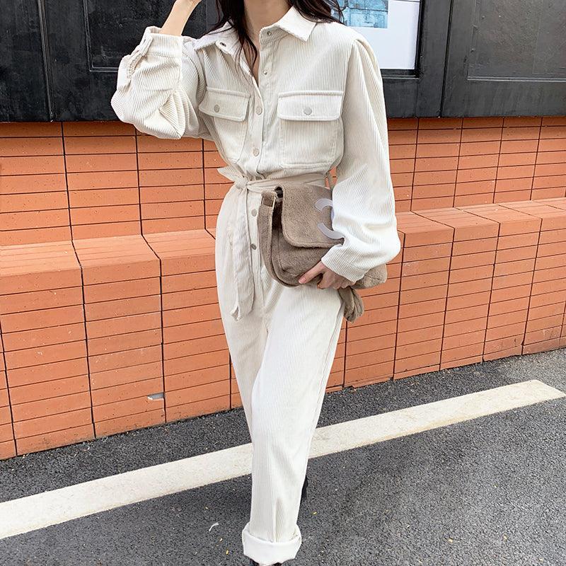 Commuter Style High Waist Corduroy Jumpsuit for Women - ForVanity jumpsuits, Jumpsuits & Rompers, women's clothing Jumpsuits