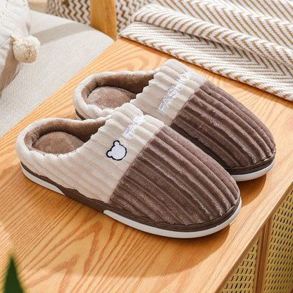 Home Couple Winter Bear Embroidery Slippers - ForVanity house slippers, men's shoes, women's shoes Slippers