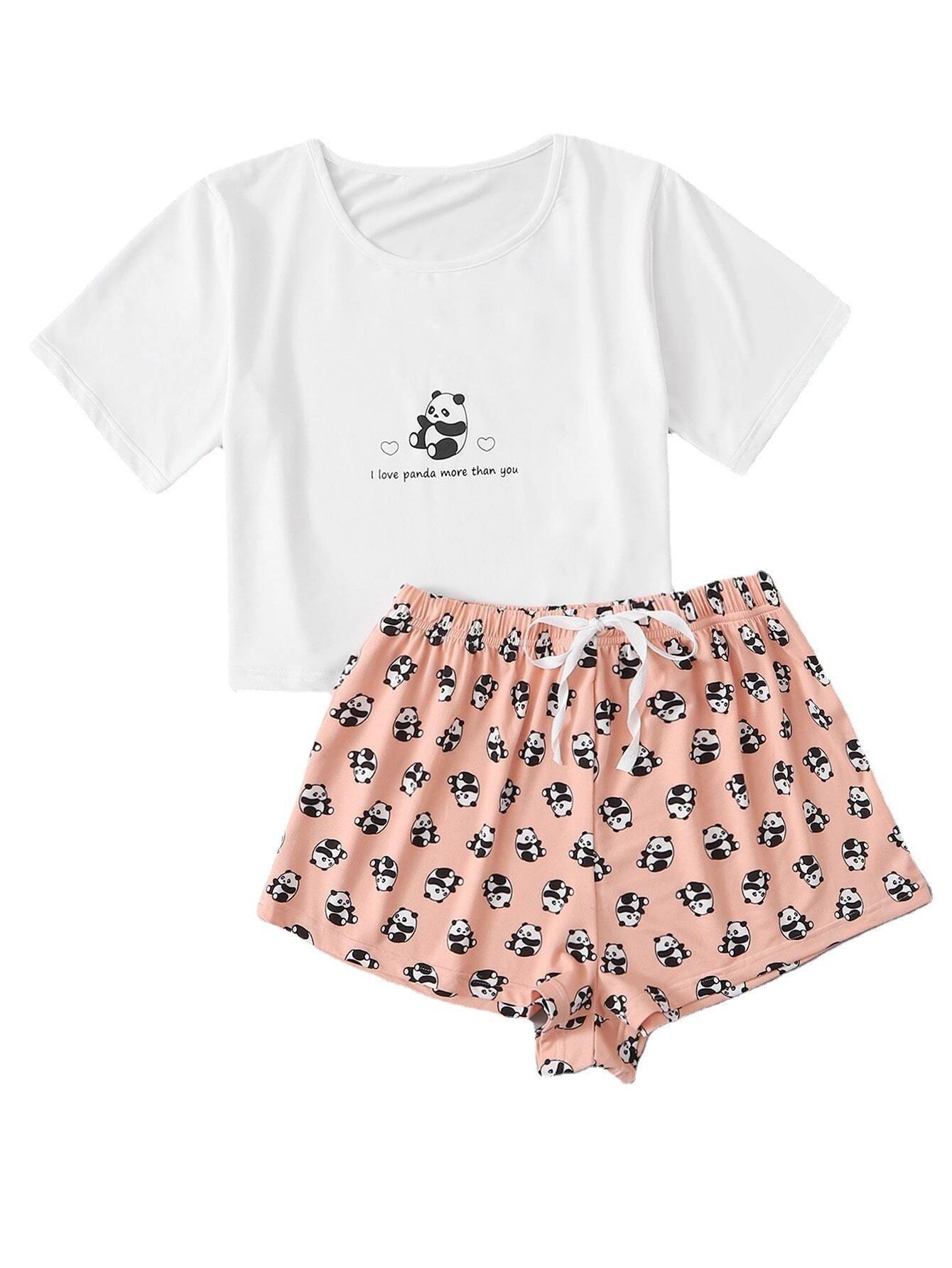 Home Wear Printing Midriff-Baring Pyjamas Set - ForVanity sleepwear, Sweet Dreams, women's lingerie Pajamas