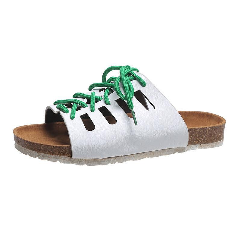 Women Outdoor Roman Lace-up Flat Slippers - ForVanity slippers, women's shoes Slippers