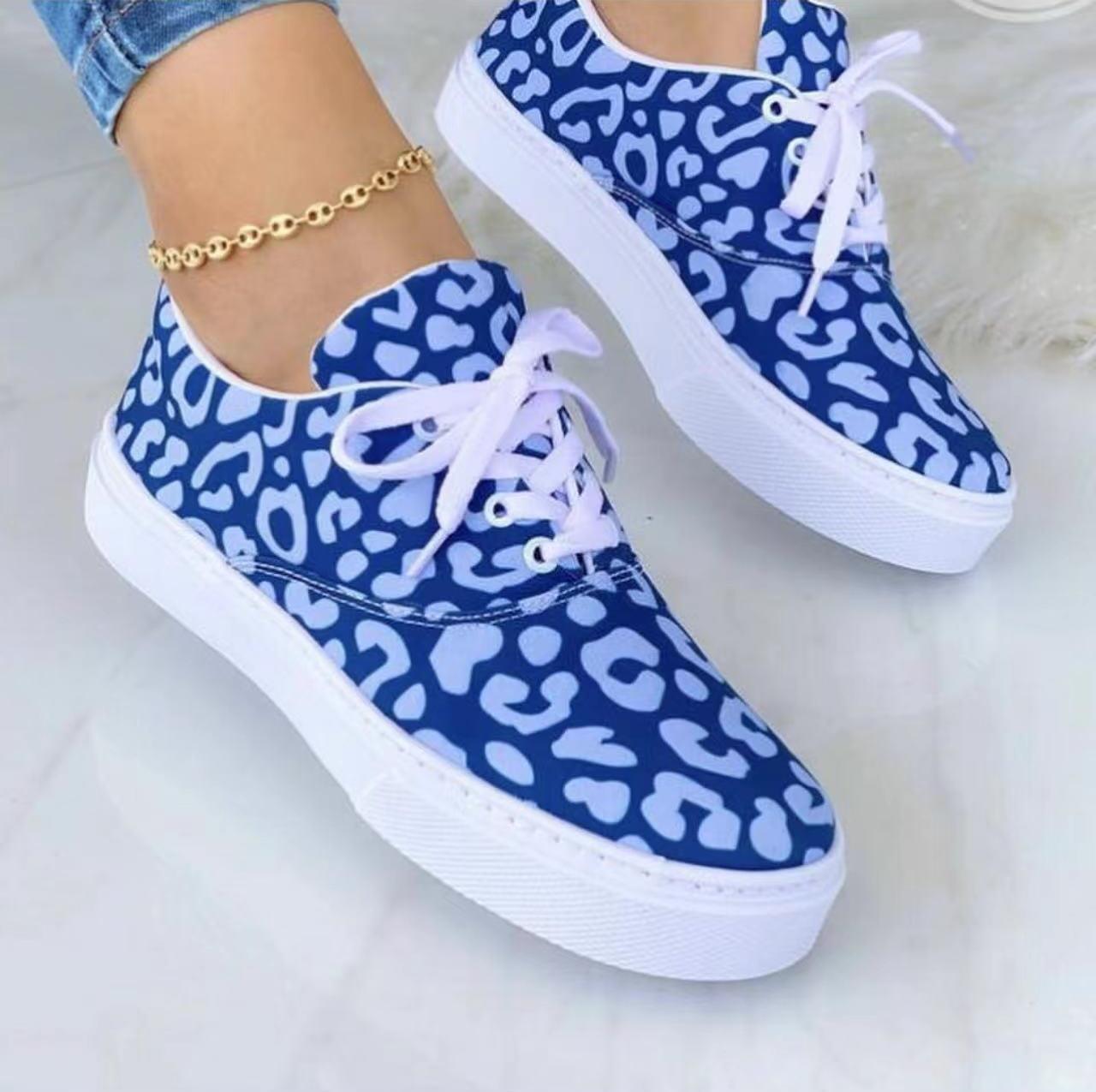 Lace-up Flats Shoes Print Canvas Fashion Walking Sneakers Women - ForVanity 4