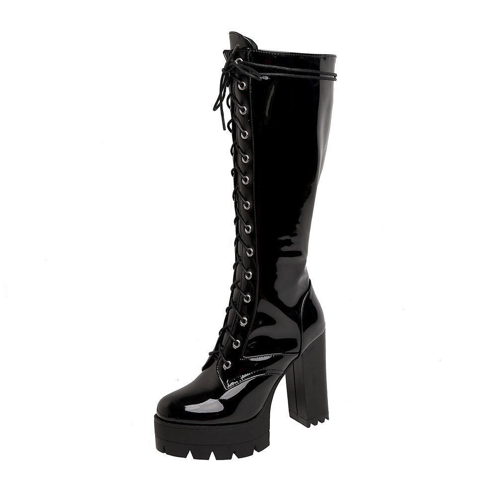 Women's Fashionable Lace-Up Boots - ForVanity boots, women's shoes Boots
