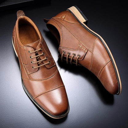 Leather Lace-up Casual Shoes - ForVanity lace-up shoes, men's shoes Shoes