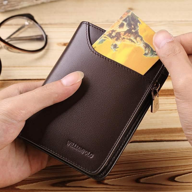 Leather men's short wallet - ForVanity men's accessories, wallets Wallets