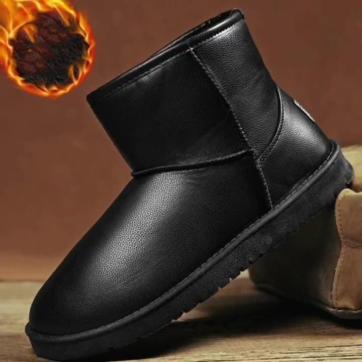Men Black Winter Warm Flat Boots - ForVanity boots, men's shoes Boots