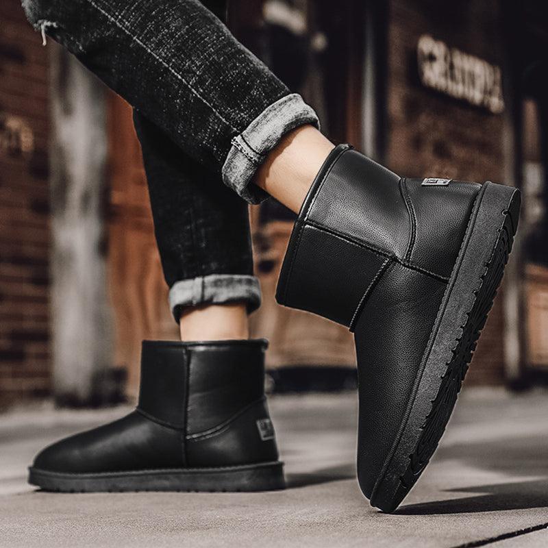 Men Black Winter Warm Flat Boots - ForVanity boots, men's shoes Boots
