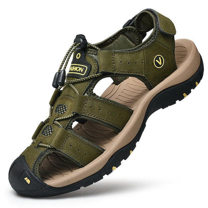 Men's Trendy Leather Sandals - Stylish and Comfortable Baotou Design - ForVanity men's shoes, sandals Men's Sandals