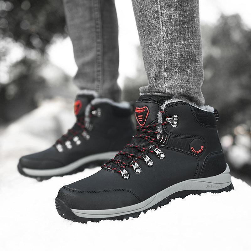 Men Warm Plush Winter Snow Hiking Lace-up Boots - ForVanity boots, men's shoes Boots