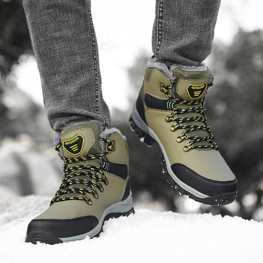 Men Warm Plush Winter Snow Hiking Lace-up Boots - ForVanity boots, men's boots, men's shoes Boots