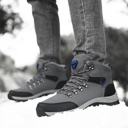 Men Warm Plush Winter Snow Hiking Lace-up Boots - ForVanity boots, men's shoes Boots