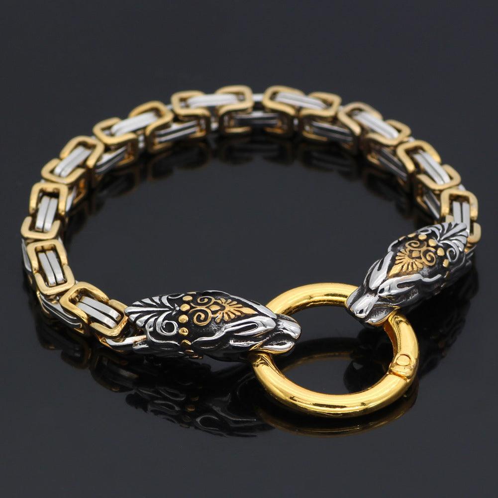 Nordic Fancy Wolf Head Emperor Chain 8mm Bracelet - ForVanity bracelets & bangles, men's jewellery & watches Bracelets