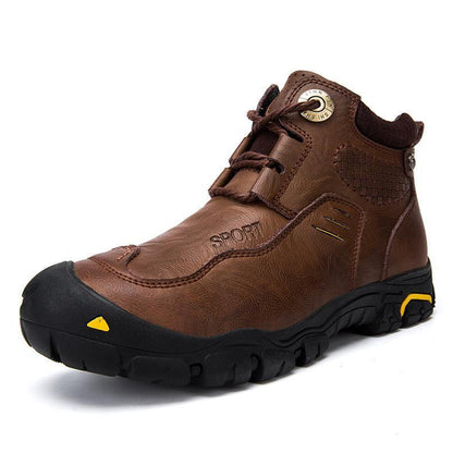 Outdoor Men's Leather High-top Hiking Shoes - ForVanity men's shoes, men's sports & entertainment, sneakers Shoes