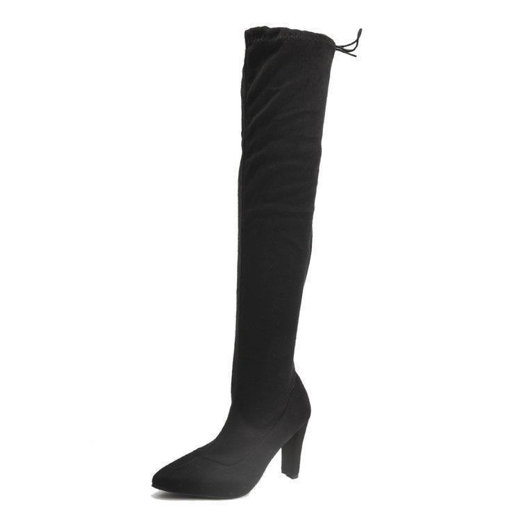 Over The Knee High Heel Slip On Sock Boots - ForVanity boots, women's shoes Boots