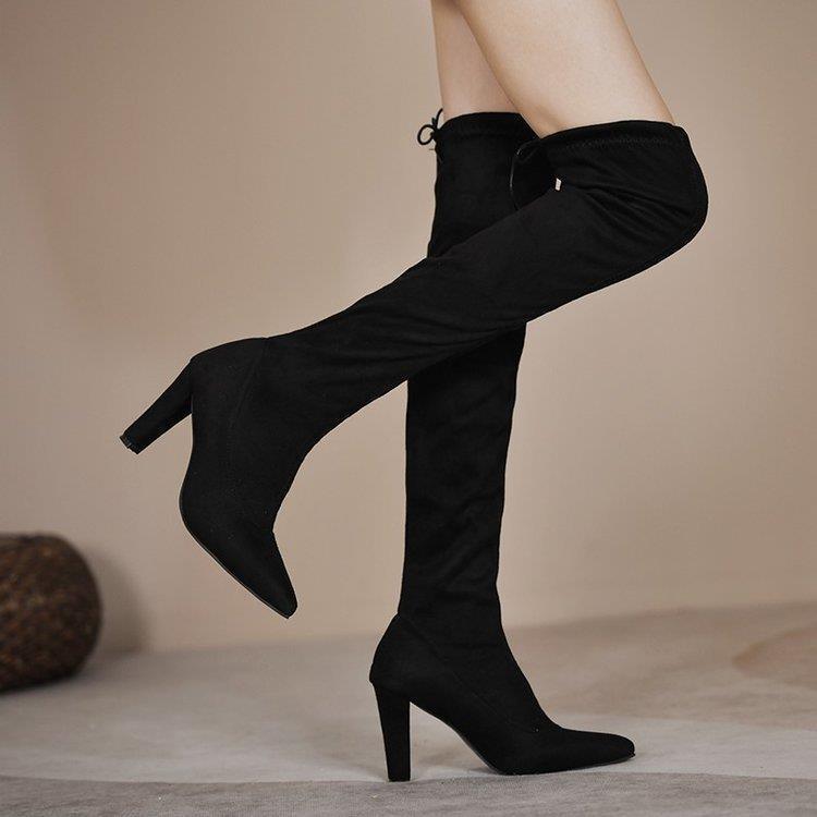 Over The Knee High Heel Slip On Sock Boots - ForVanity boots, women's shoes Boots