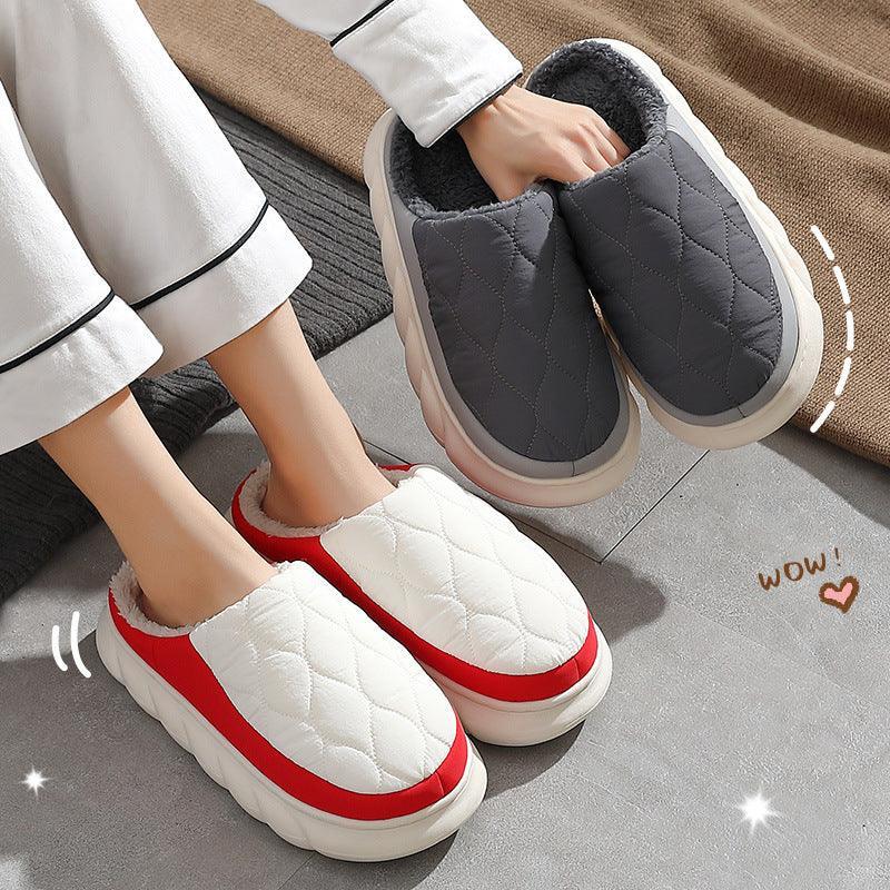 Plaid Down Warm Winter House Slippers - ForVanity house slippers, men's shoes, women's shoes Slippers