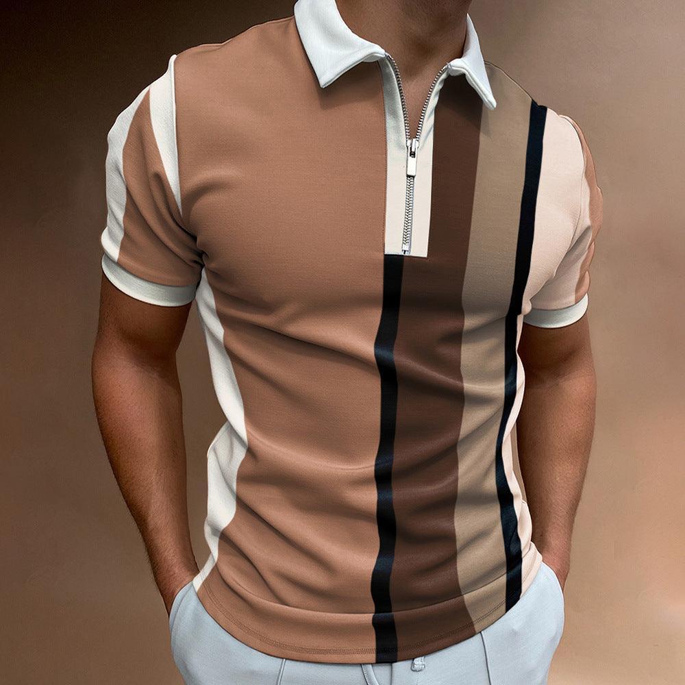 Classic Striped POLO T-Shirt - Casual Comfort Meets Timeless Style - ForVanity men's clothing, polo, t-shirts Polo T-Shirt