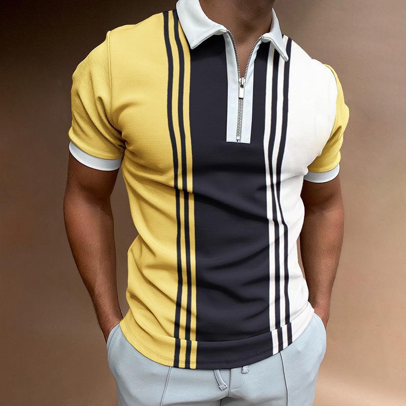 Classic Striped POLO T-Shirt - Casual Comfort Meets Timeless Style - ForVanity men's clothing, polo, t-shirts Polo T-Shirt