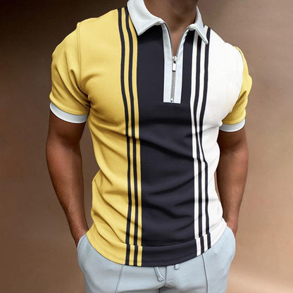 Men’s Modern Striped POLO Shirt - Cool Comfort for Every Occasion - ForVanity men's clothing, men's t-shirts, polo, t-shirts Polo T-Shirt