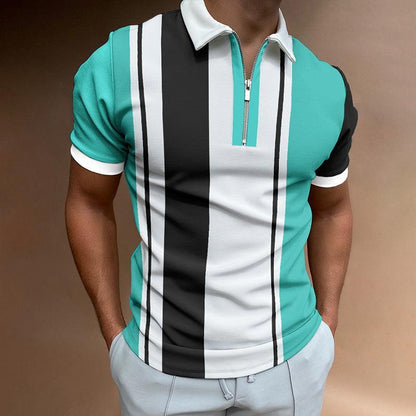 Men’s Modern Striped POLO Shirt - Cool Comfort for Every Occasion - ForVanity men's clothing, men's t-shirts, polo, t-shirts Polo T-Shirt