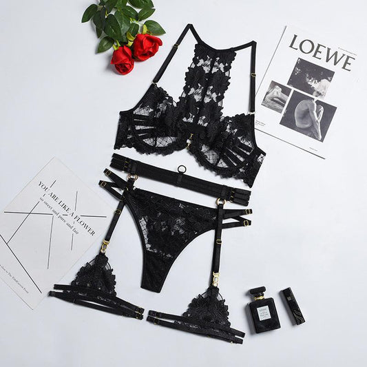 Sophisticated 4-Piece Embroidered Lingerie Set for Women - ForVanity lingerie, women's lingerie Lingerie