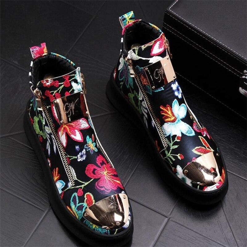 Printed Boots With Thick Soles and High Rise - ForVanity boots, men's shoes Shoes