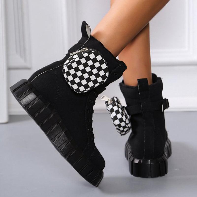Punk Belt Buckle Pocket Designer Boots - ForVanity boots, women's shoes Boots