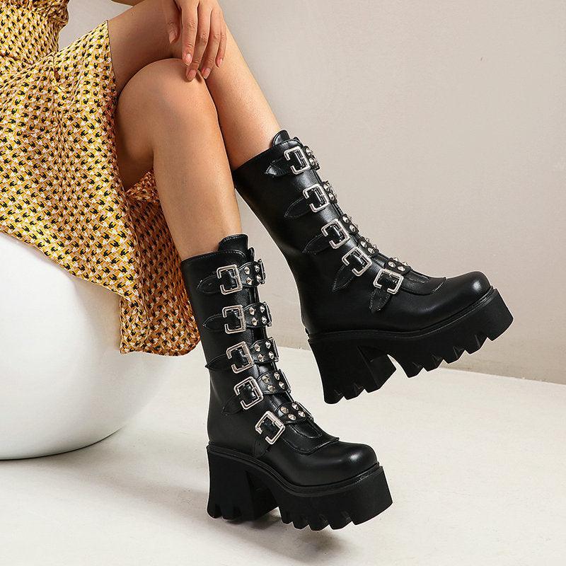 Punk Style Women's Platform Boots - ForVanity boots, women's shoes Shoes