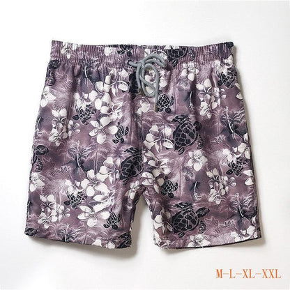 Men's Quick-Drying Peach Skin Beach Shorts - Street Fashion Floral Design - ForVanity men's clothing, men's swimwear, swimwear Men Swimwear