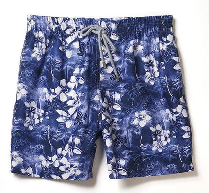 Men's Quick-Drying Peach Skin Beach Shorts - Street Fashion Floral Design - ForVanity men's clothing, men's swimwear, swimwear Men Swimwear